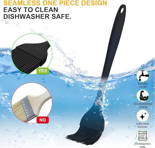 Image of Baskety Silicone Non-Stick Heat Resistant Basting Pastry Brush Grill Brush Oil Baking Brushes Multi Purpose Tools for Kitchen CookingSilicone Basting Brush 21cm