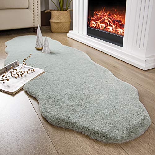 Ashler Ultra Soft Faux Rabbit Fur Chair Couch Cover Area Rug for Bedroom