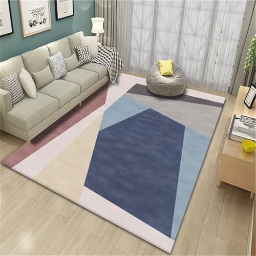 Tapis chambre bebe fille anti dérapant bleu 200x260cm grande taille