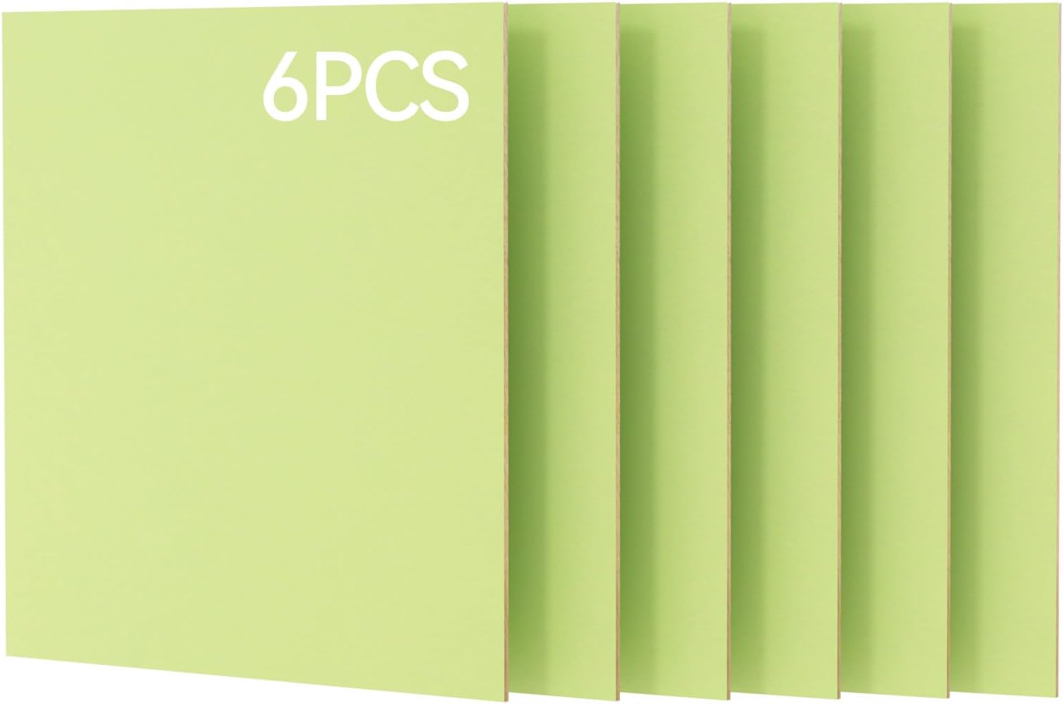 6 Pack Colored MDF Boards for Laser Engraving, 12x12x1/8 (3mm) Unfinished Fiberboard for Laser Cutting, DIY Craft Projects, Home Decor, Sign Making, Woodworking (Light Green)