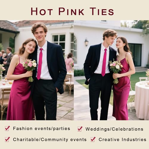 Image of Enlision Ties for Men Solid Color 3.35 inch Formal Business Necktie Classic Satin Mens Wedding Party Ties