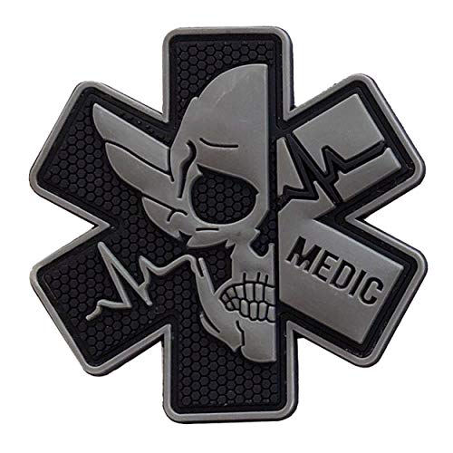Image of Medic Rubber 3D PVC Patch Medical Paramedic Tactical Morale Badge Patches Hook Fasteners Backing 2.95 x 2.95 Inch Bubble of 2 Pieces