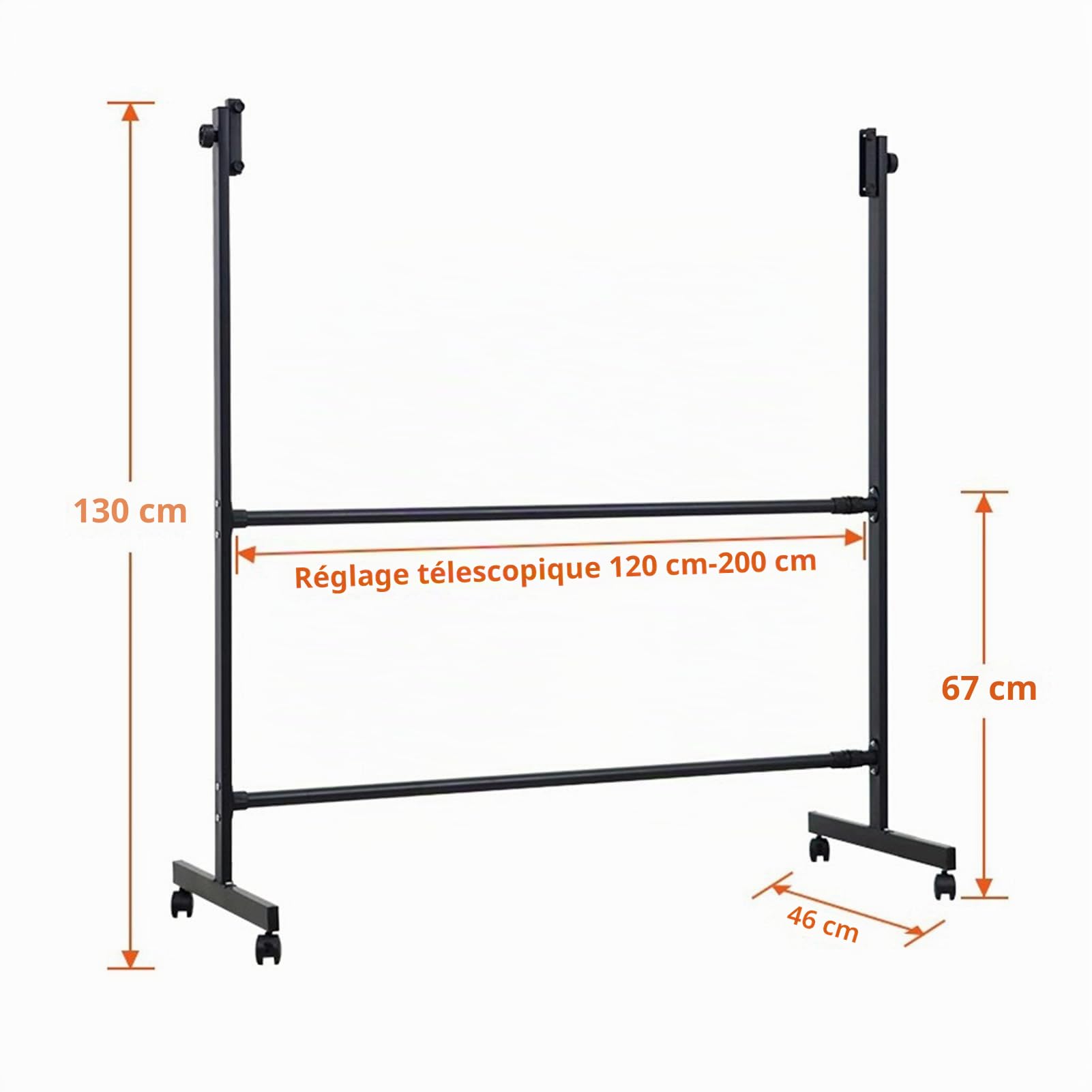 Support de Tableau effaçable à Sec Mobile Universel-Noir, chevalet en métal Portable sur Roues pour Tableau Blanc, Tableau Noir, Tableau Blanc interactif