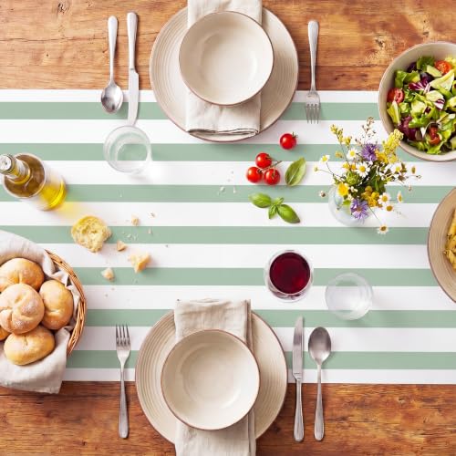 AmazingSpark Striped Table Runner Roll,Sage Green,25' Long X 16" Wide by AmazingSpark - Used condition - Image 3