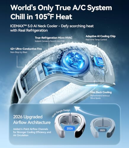 Image of AICE LITE MAX 2026 AI Neck Air Conditioner, Real AC Neck Fan Cooling, Blue