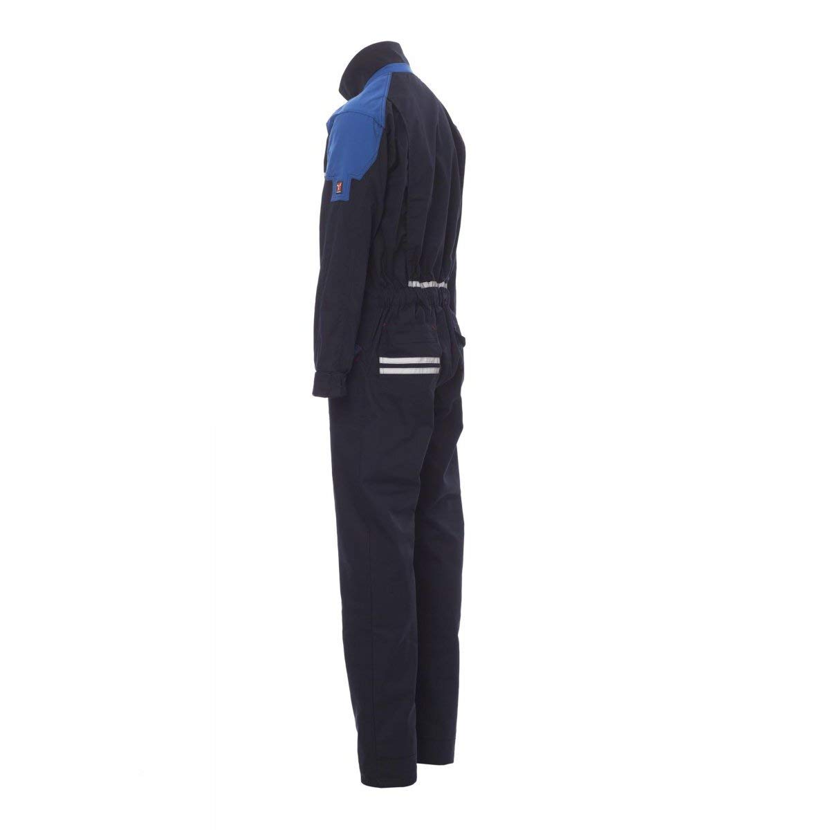 PAYPER PROMOTECH Tuta da Lavoro Unisex Uomo Donna Misto Cotone Poliestere Chiusura Zip Tasche Retro al Petto Porta Smartphone Badge Bande Riflettenti Blu Navy/Blu Royal (XXL)