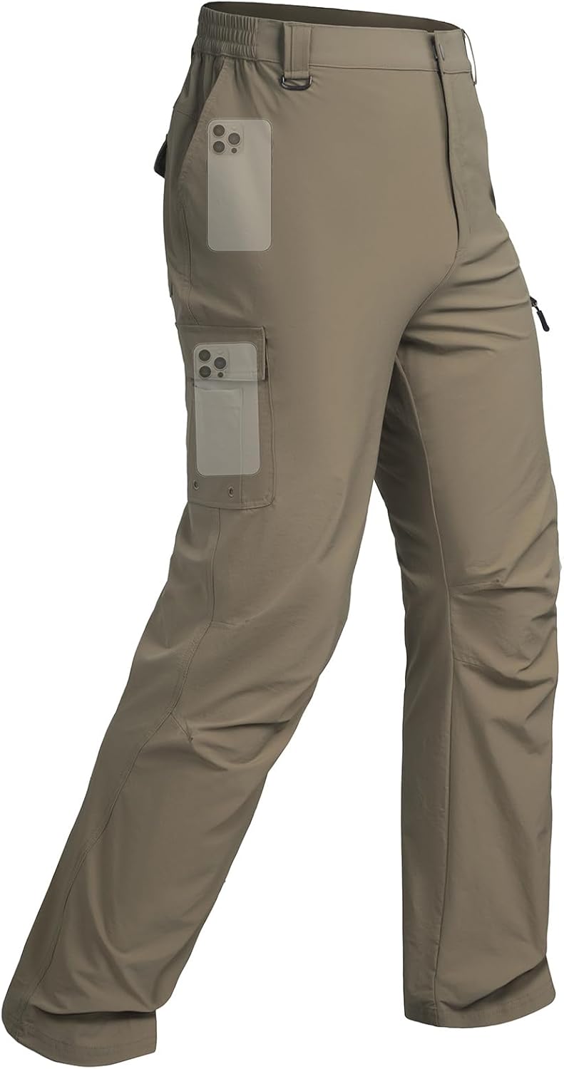 Men Hiking Pants Lightweight Cargo Work Quick Dry Waterproof Tactical Pants Outdoor Travel Camping Fishing 7 Pockets