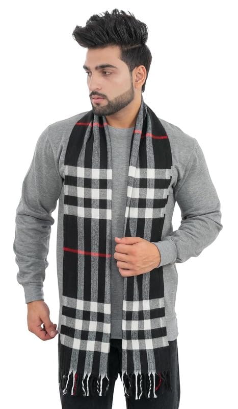 FashionIO� - Men Casual Luxurious Premium Checkered Woolen Muffler, Scarf, Stole For Winter Black colour-image-33