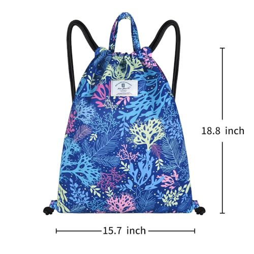 Men and women Drawstring backpack, drawstring bag, sports gym bag (Blue Coral)2
