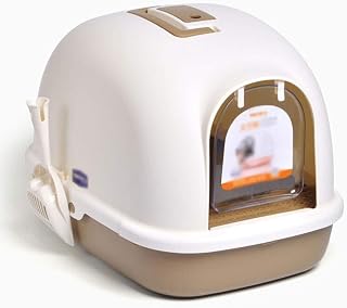 Caja de arena para gatos, caja de arena para gatos, caja de arena cerrada de resina de polipropileno, caja de arena portátil (color: Bruin)