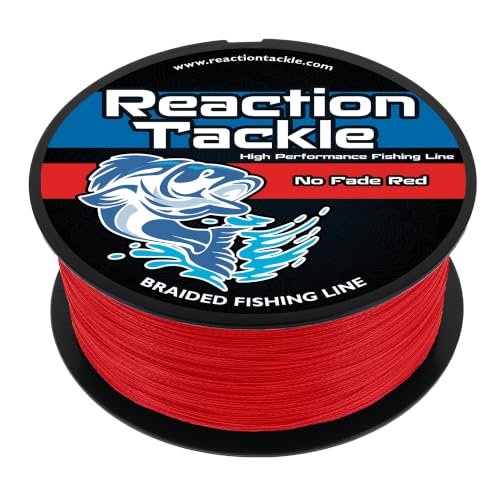 Reaction Tackle Braided Fishing Line Red No Fade 65Lb 500Yd