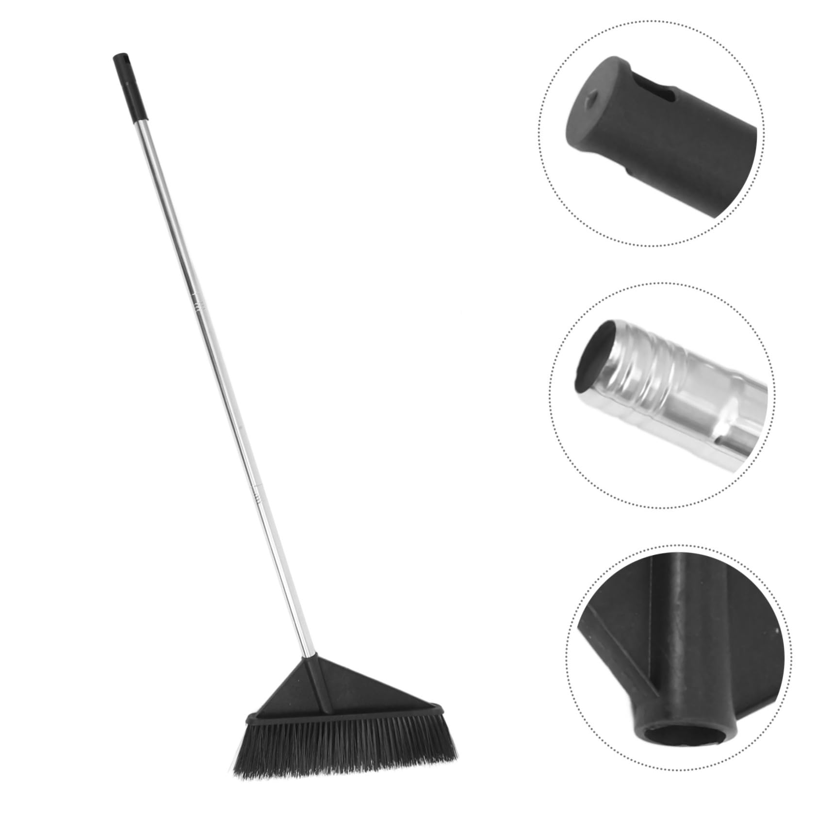 Besen mit Steifen Borsten Großer Kehrbesen mit Langem Stiel aus Robustem Material für Garten Terrasse Hof und Bodenreinigung Innen und Außen Schwarz