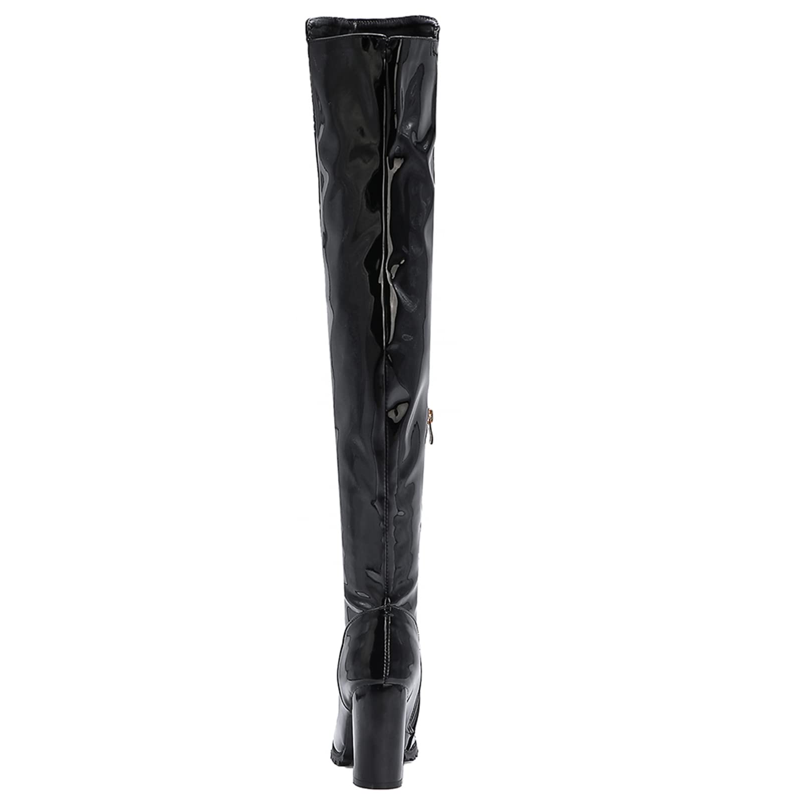 Lizoleor Donna Tacco Chunky Vernice Sopra Il Ginocchio Warm Boots