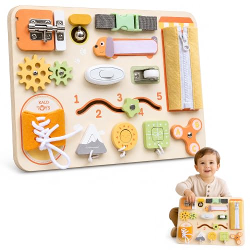 Image of Montessori Busy Board for Toddlers, Wooden Sensory Toys, Preschool Learning Activities for Fine Motor Skills Travel Toy, Basic Life Skills Educational Gifts for 1 2 3 Years Old Kids Boys Girls (Green)