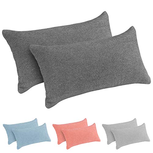 Monsera - Juego de 2 almohadas cervicales suaves y indeformables, funda jaspeada de espuma viscoelástica, cojín de espalda, almohada para cama, sofá o viaje, tamaño: 38 x 20 cm (negro)