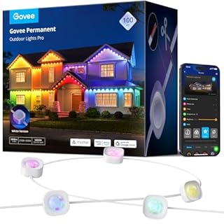 Govee Permanent Outdoor Lights Pro, 100ft with 60 RGBIC LED Lights for Daily and Accent Lighting, 75 Scene Modes for Outdoor Decor, IP67 Waterproof, Works with Alexa, Google Assistant, Matter, White