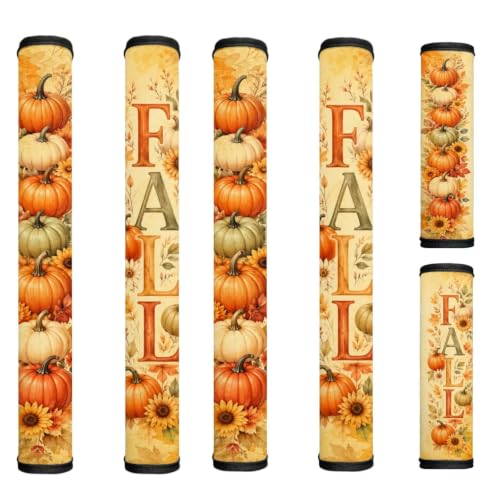 Image of Fall 6 Pcs Refrigerator Door Handle Covers Retro Pumpkin Sunflower Kitchen Appliance Decor Handles Washable Fridge Handle Covers for Fridge Microwave Stove Dishwasher Fall Decor