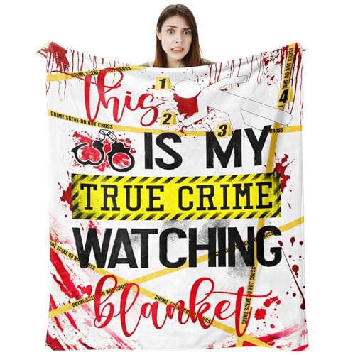 Vuinezo True Crime Gifts True Crime Christmas Blanket 60x50 Serial Killer Gifts True Crime Gifts for Women/Men Crime Show Lover Gifts Gifts for True Crime Lovers Crime Scene Gift