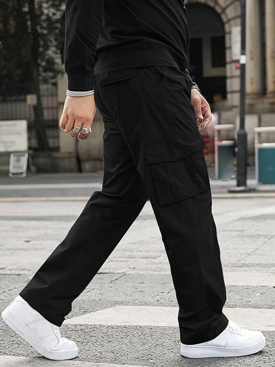 Image of GRECIILOOKS Men's Cargo Pants | 6 Pocket Cotton Cargo Joggers for Men | Loose Fit Stylish Pant with Pockets | Casual Baggy Trousers & Streetwear Lower