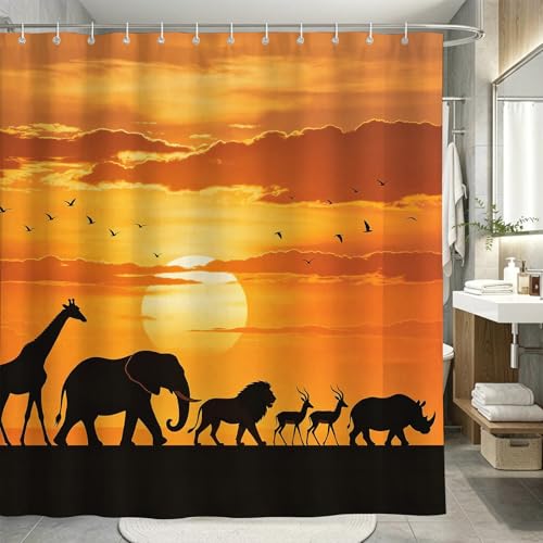 Rideau de douche 180x200 girafe en tissu polyester imperméable