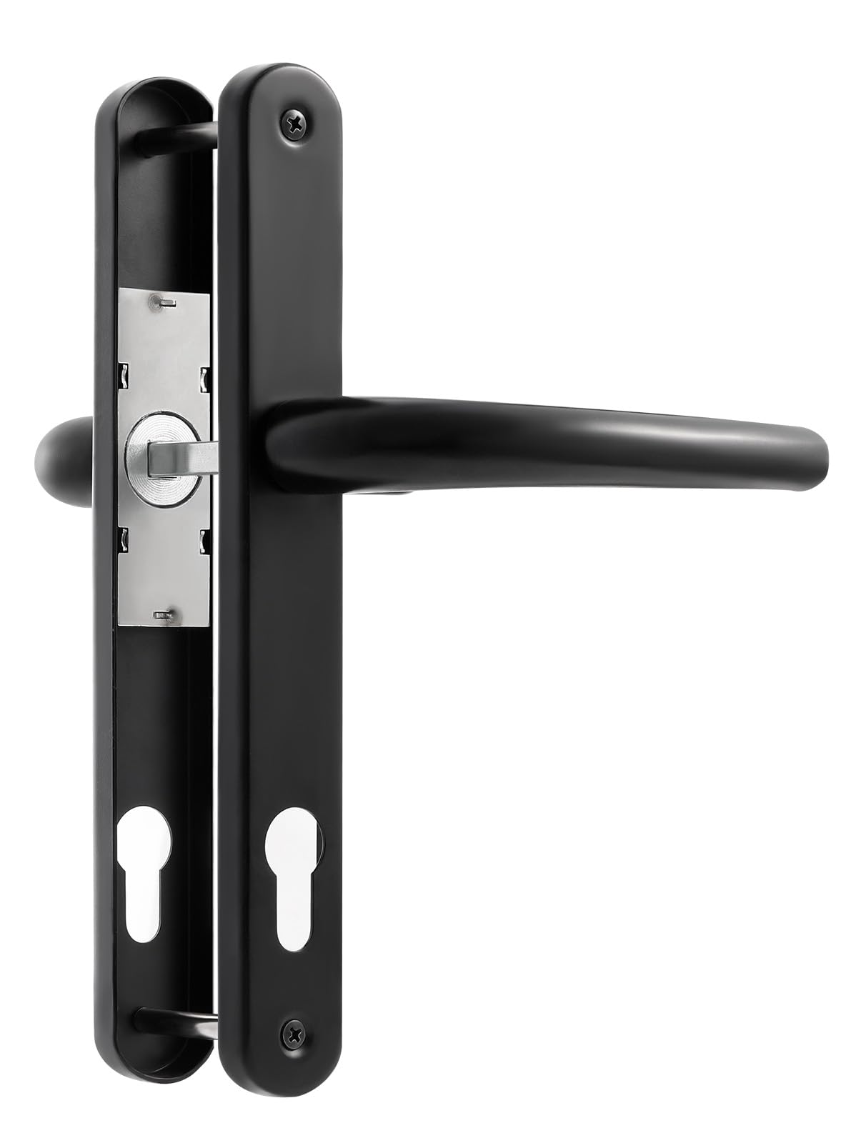 SORWDUERM Black Door Handles Set 92mm PZ Centres 210mm Screw Hole Distance 240mm Backplate Length Replacement Door Lever for UPVC Composite Timber Door Stainless Steels