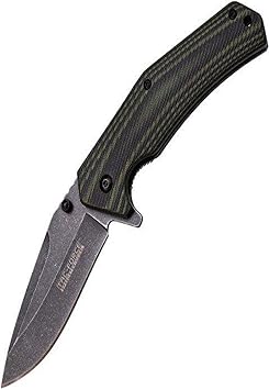 Master Cutlery TF-838C Tac-Force 4.5" Folder Stone Wash Blade Two Black/Green G10 Handle with Pocket Clip