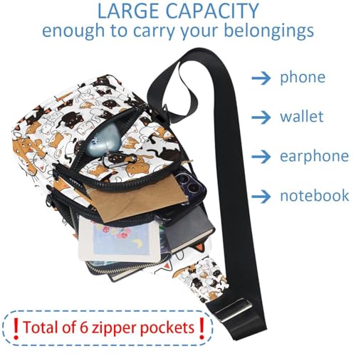 Sac à dos à bandoulière chat mignon avec sangle réglable multicolore - 5