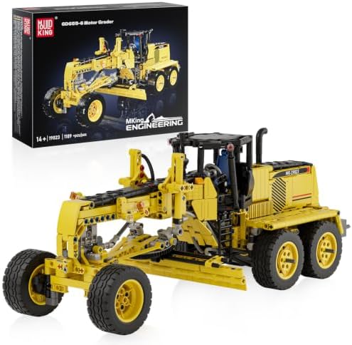 Mould King Technik Motor Grader Modell mit pneumatischer Steuerung, Konstruktions-Baukasten für Baumaschinenmodell mit 1109 Teilen, 19023 STEM Spielzeug für ab 14 Jahren & Erwachse
