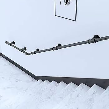 Produktbild von Gold-Kupfer-Handlauf, Treppe, Metallgelu00e4nder, Innen- Und Auu00dfenbereich, Wandgelu00e4nder | Rutschfeste Wand-Treppenstu00fctzstange Auu00dfen Aus Metall Schmiedeeisen-Rohr-Design (Gru00f6u00dfe: 1 M