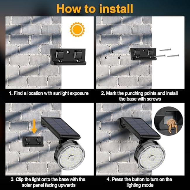 KERNOWO Solar Lights with String Lights Outdoor Waterproof, LED Solar Powered Wall Light, Outdoor Motion Sensor Flood Lights for Balconies, Fences, Gardens, Yards and Outside Decks£¨1-Pack, Black£©