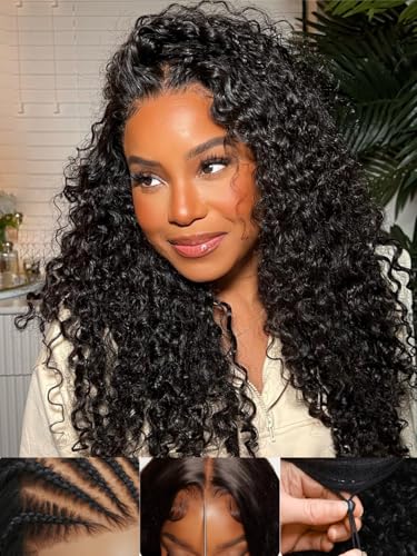 Sunber 4C Kinky Edges Water Wave Human Hair Wig