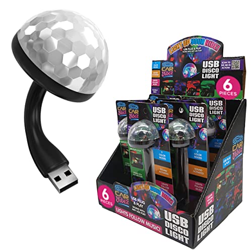 Usb Disco Light - Sound Activated Small Disco Ball With 7 Color Modes & Flexible Usb Extender - Mini Party Light For Cars, Parties, Rooms, Events, Camping - Mini Car Disco Ball By Car Vibez, 6-Pack #TOP29