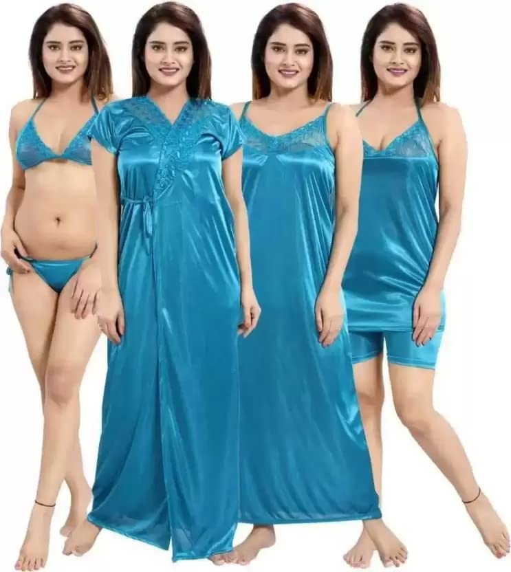AIRGEAR Women nghty Sleepwear Babydoll Pack of 6 pcs Turkish Color Sky Blue-image-43