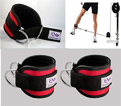 Evo puleggia Attacco Cavo Neoprene Caviglia Polsino Palestra Fascia Sollevamento Pesi Anello a D Fitness Bodybuilding