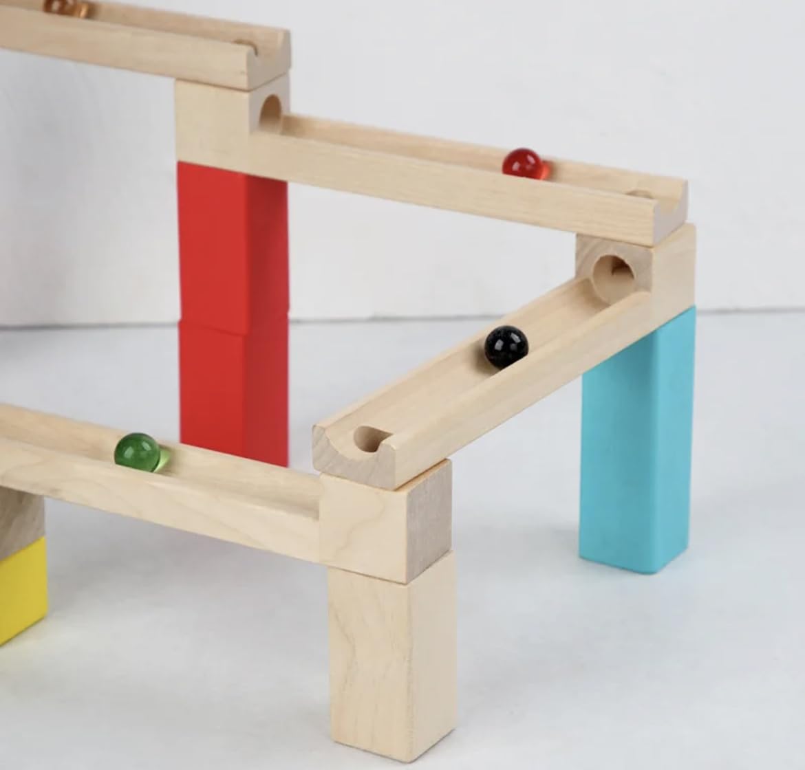 TOYARTSY Wooden Construction Marble Slider Puzzle and Marble Slippery Run Track Toys 2