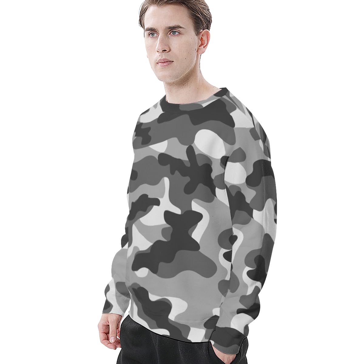 Amazon.co.jp: 長袖Tシャツ 迷彩柄 グレー ロングTシャツ