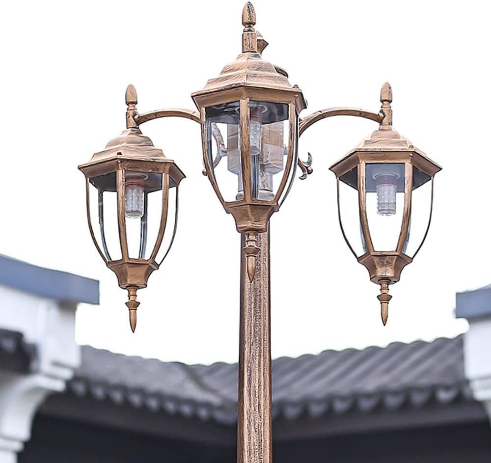 Słupek oświetleniowy zewnętrzny 250 cm, 3-głowicowy, słupek oświetleniowy, lampa ogrodowa, słupek aluminiowy, lampa szklana, słupek ogrodowy, lampa ścienna, IP65, wodoodp
