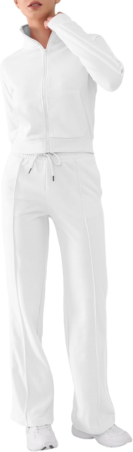 DITOK Track Suits for Women Set 2 Piece Spring Lounge Outfits Zip Up Sweatshirt & Sweatpants with Pocket Jogger Sweatsuits - Image 3