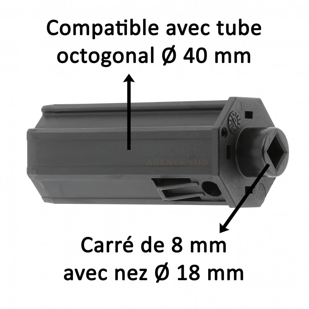 Image secondaire de Embout de Tube de Volet Roulant Octogonal 40 mm - Cyclingcolors