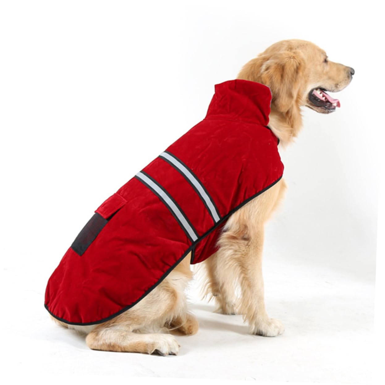 SUPVOX 2 Pezzi Giacca per Cani con Strisce Riflettenti Caldo Cappotto per Cani in Cotone Piccola Tasca Rosso Vino Pronta per La Foto
