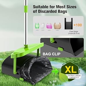 UPSKY Pooper Scooper Swivel Bin & Rake with 100 Waste Bags, Dog Pooper Scooper Bags Attachment for Large Medium Small Dogs, Long Handle Metal Dog Poop Scooper with Lid Hook for Yard Dog Kennel Green UPSKY Pooper Scooper Swivel Bin & Rake with 100 Waste Bags, Dog Pooper Scooper Bags Attachment for Large Medium Small Dogs, Long Handle Metal Dog Poop Scooper with Lid Hook for Yard Dog Kennel Green