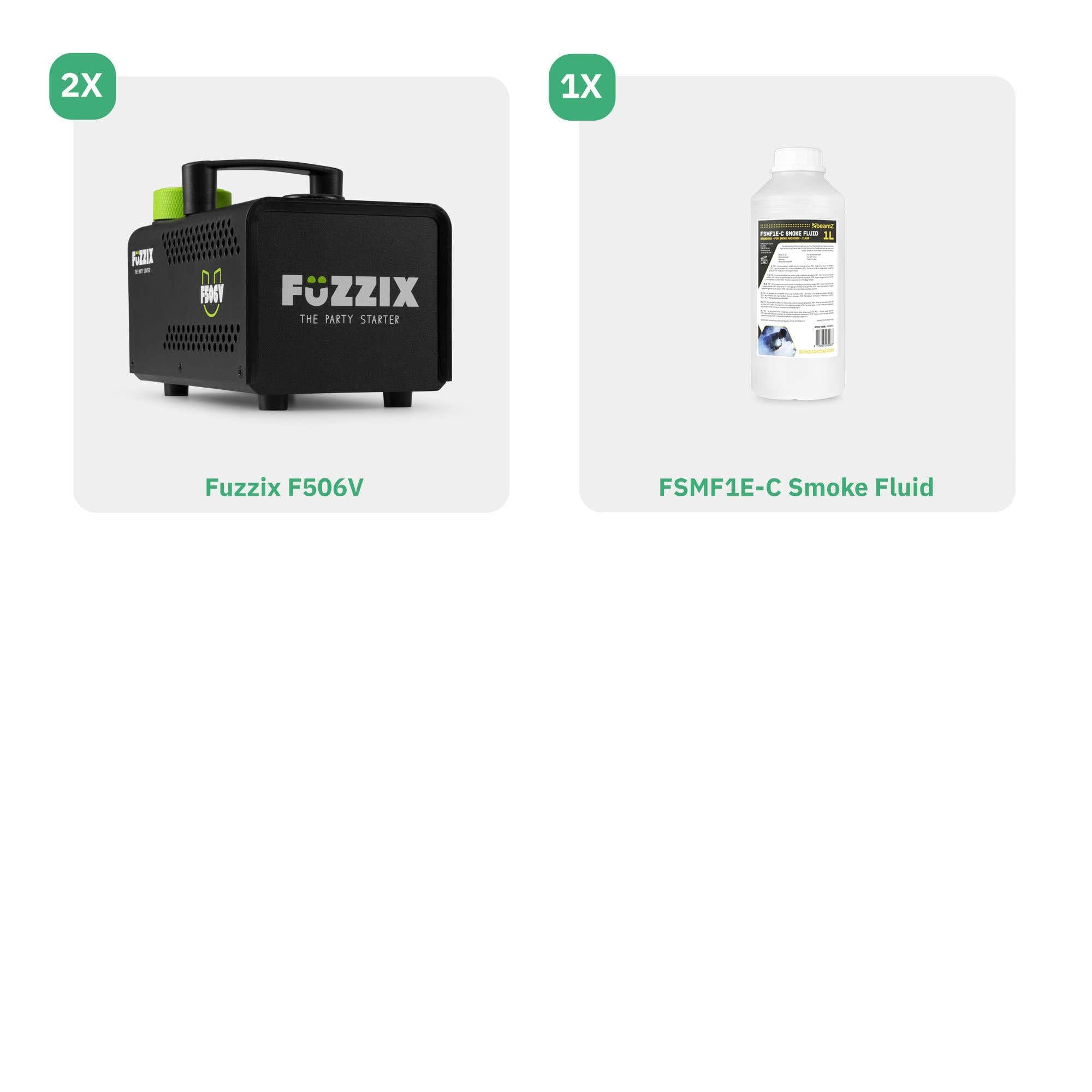 Fuzzix F506V - Vertikale Nebelmaschine mit RGB LEDs & Fernbedienung, inkl. 1 Liter Nebelfluid, 500W Mini Rauchmaschine mit 6 LED, kompakte Fog Machine mit Lichteffekten, Party Nebelmaschine Halloween