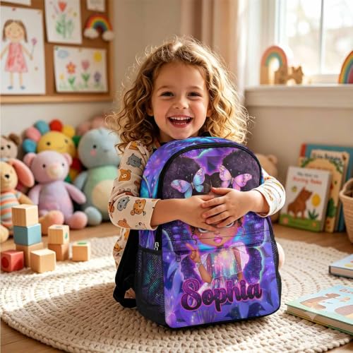 Image of Custom Backpack for Girls Kids Personalized Backpacks with Lunch Bag Set | Back to School Kid Toddler Backpack Girl Book Bag Prek Kindergarten Preschool Daypack Birthday Gifts Little Girl