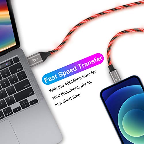Image of Light up iPhone Charger Cord, LED Lightning Cables 1 Pack | Apple MFi Certified | USB Fast Charging Cord for Apple iPhone 13 12 11 Pro Max XR XS X /8Plus /7Plus /6Plus /5s /iPad More (6FT, Red)