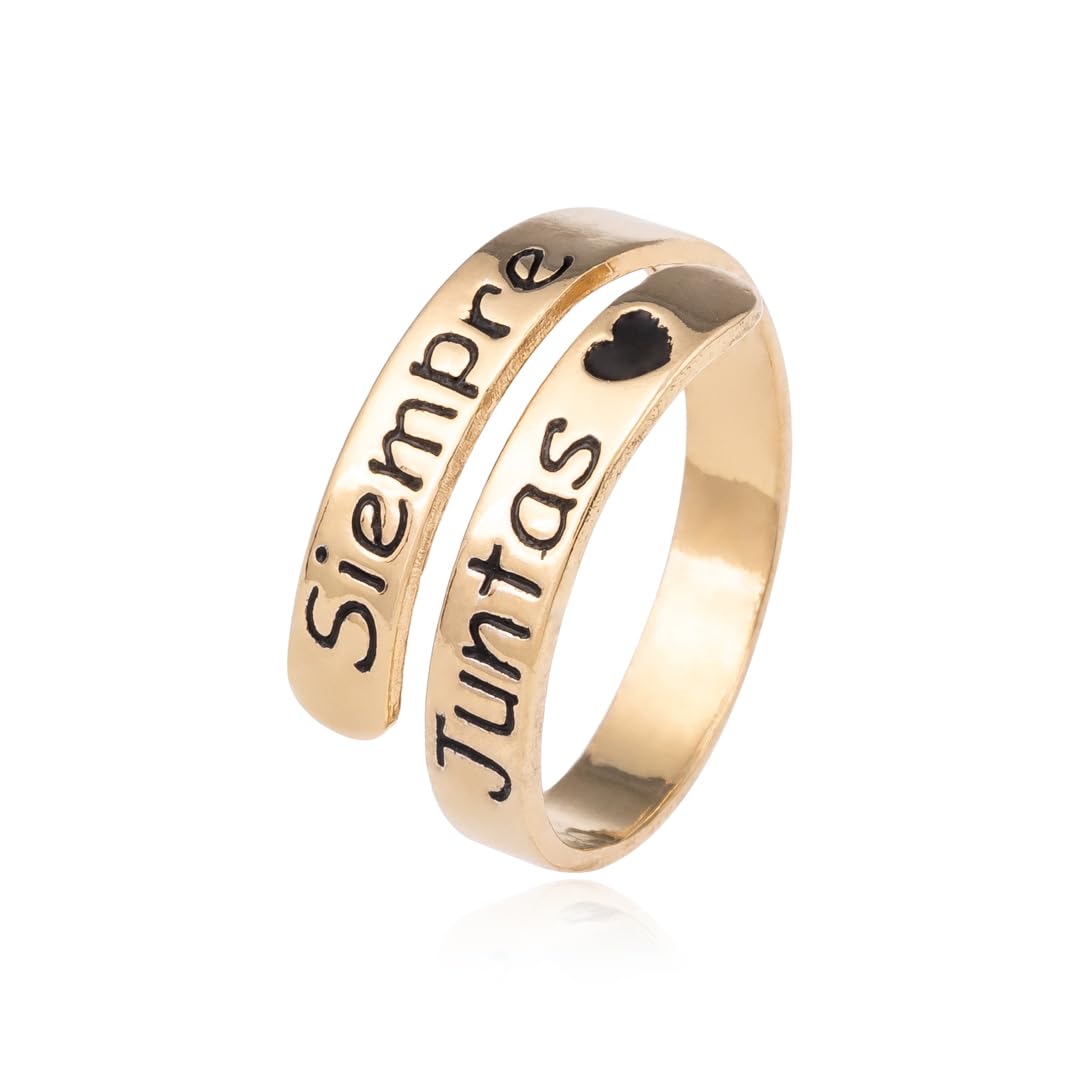 Anillo Personalizado para Mujer Adaptable con frase Siempre Juntas en Plata de Ley. Regalo ideal para Día de la Madre, Navidad, Cumpleaños. Regalo para Amigas.