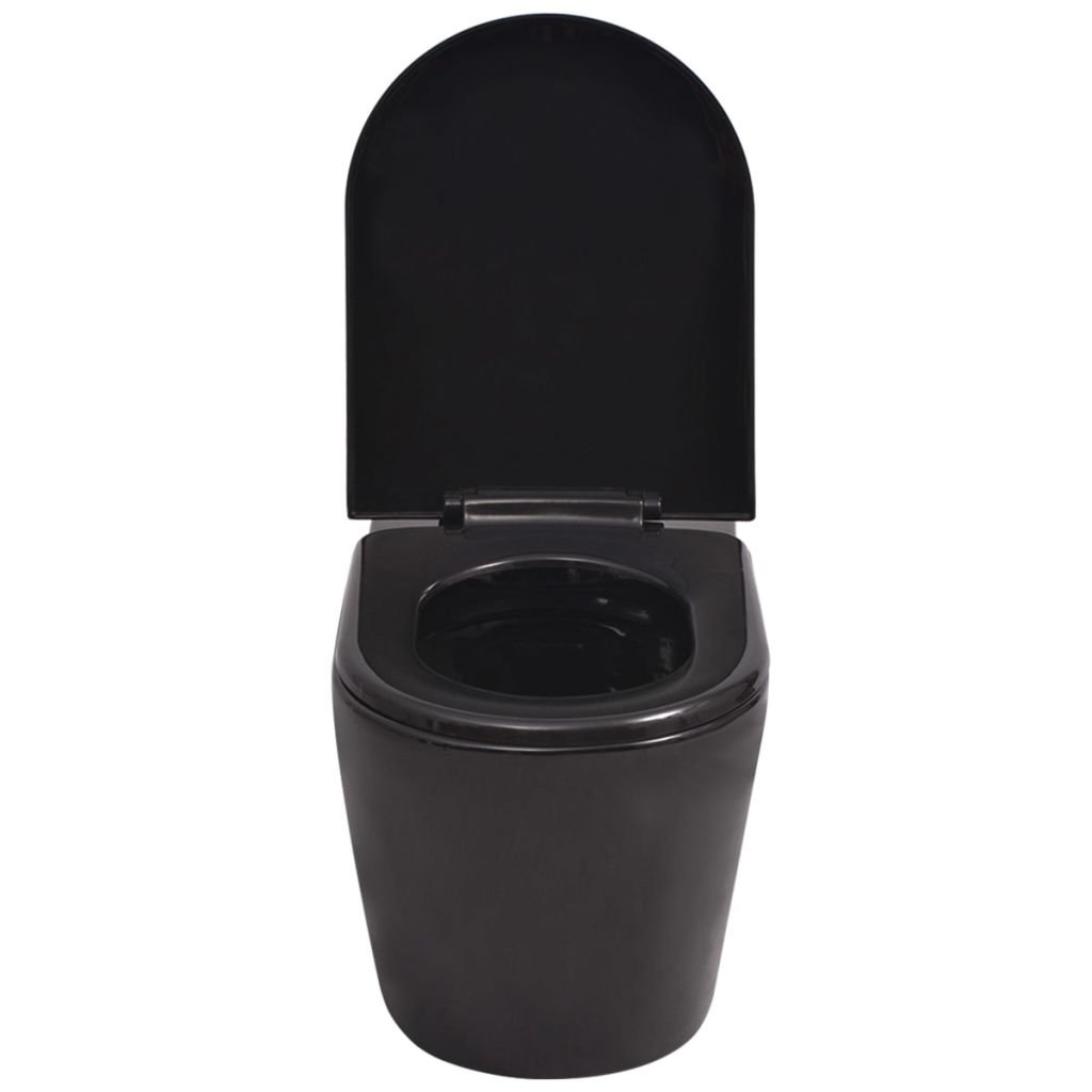 Brokky WC Sospeso in Ceramica Nera-Sanitari in Ceramica filomuro Opaco Vaso Rimless Bidet Sedile Soft-Close Chiusura rallentata MOD