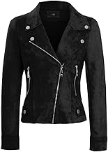 SS7 Women's Faux Suede Biker Jacket - Blue, M