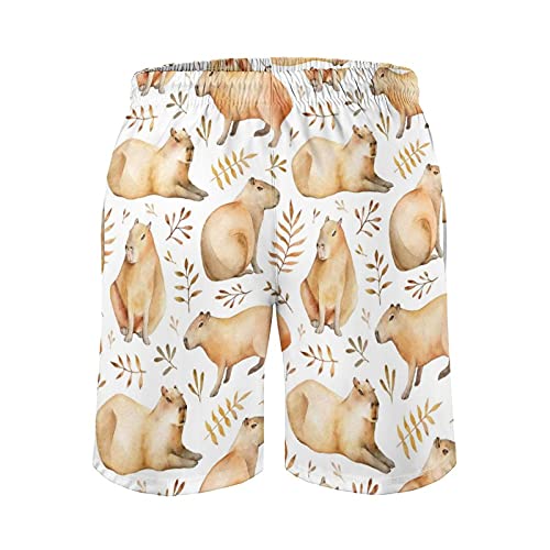 BAIKUTOUAN Adorable Capybara Print Swim Trunks Short Beach Pants for Men Casual4