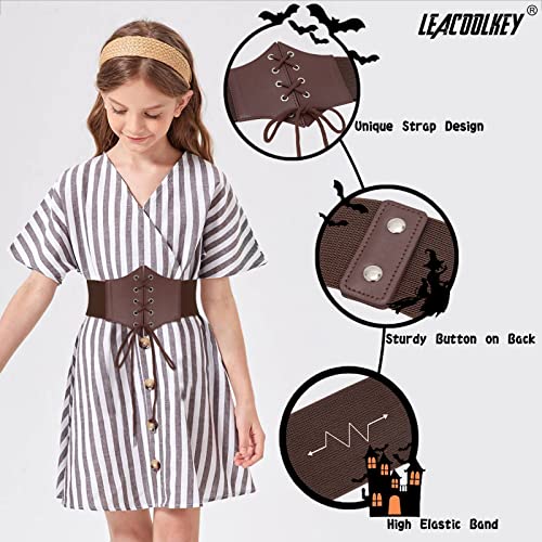 LEACOOLKEY Kids Waist Belt for Dress Elastic Lace-up Waist Belt for Girls2