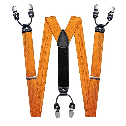 Image of YOHOWA Men Suspenders 6 Clips Strength Adjustable Y Braces Pre-Tied Bow Tie Set Formal Wedding Party